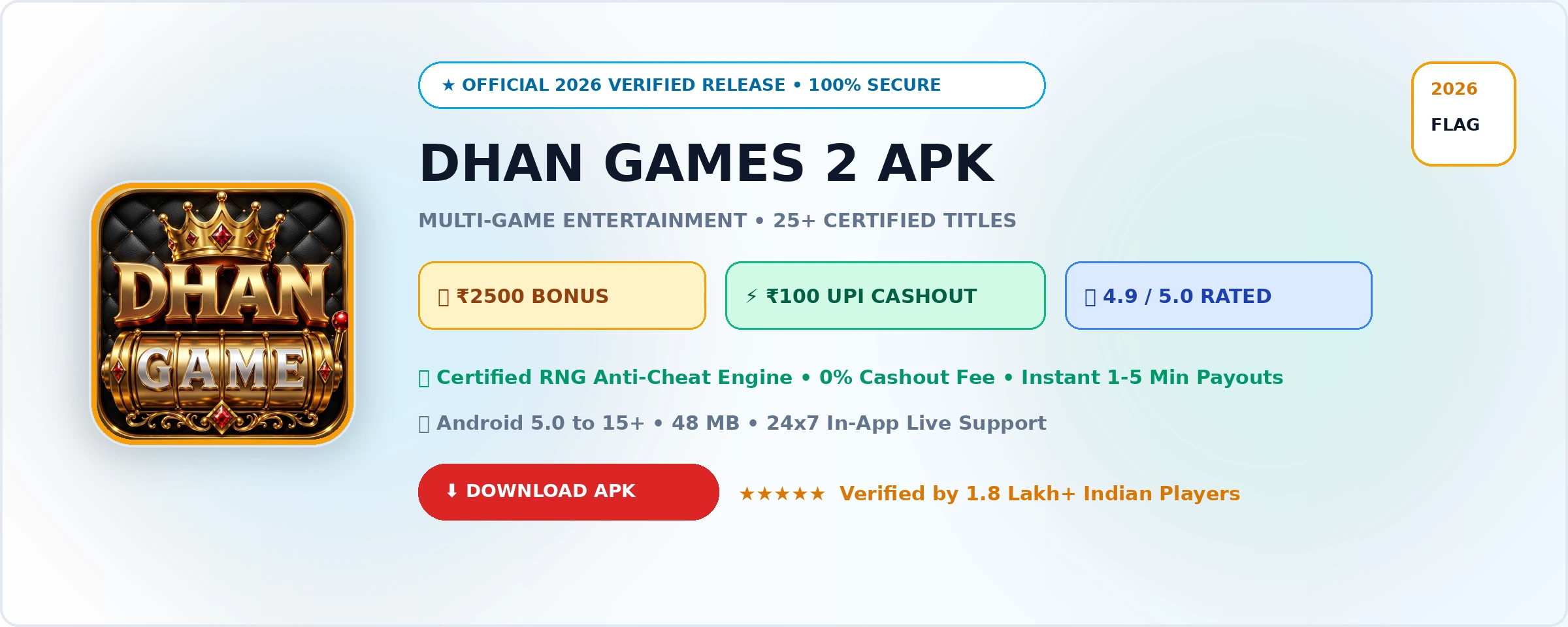 Dhan Games 2 Official 2026 Game Banner
