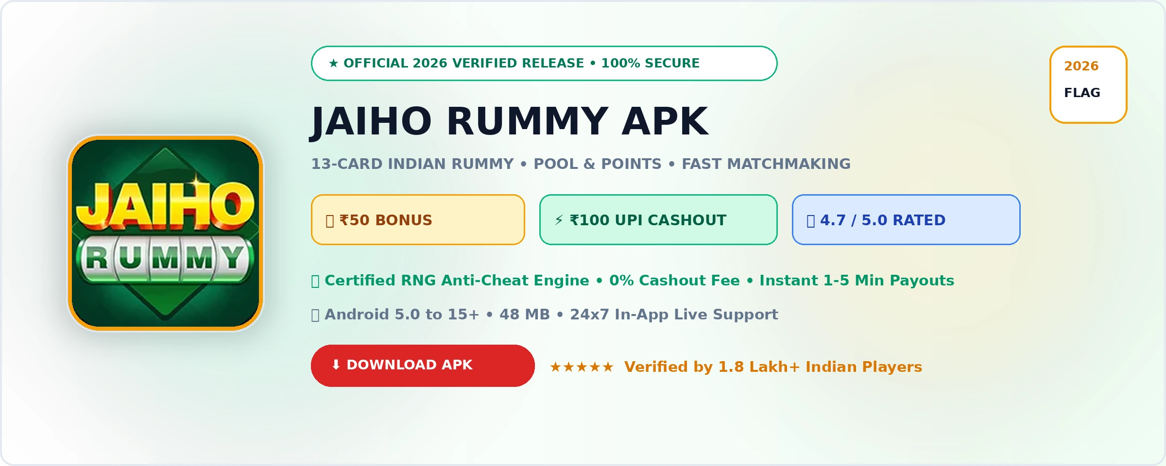 Jaiho Rummy Official 2026 Game Banner