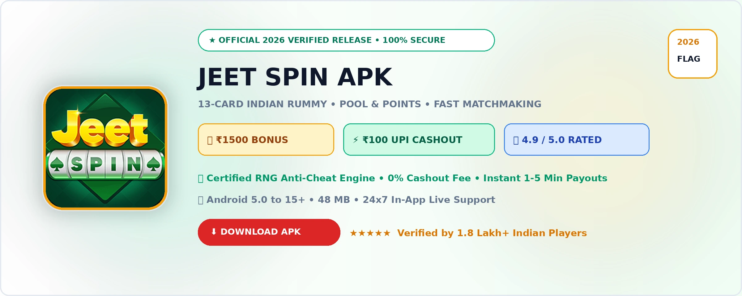 Jeet Spin Official 2026 Game Banner