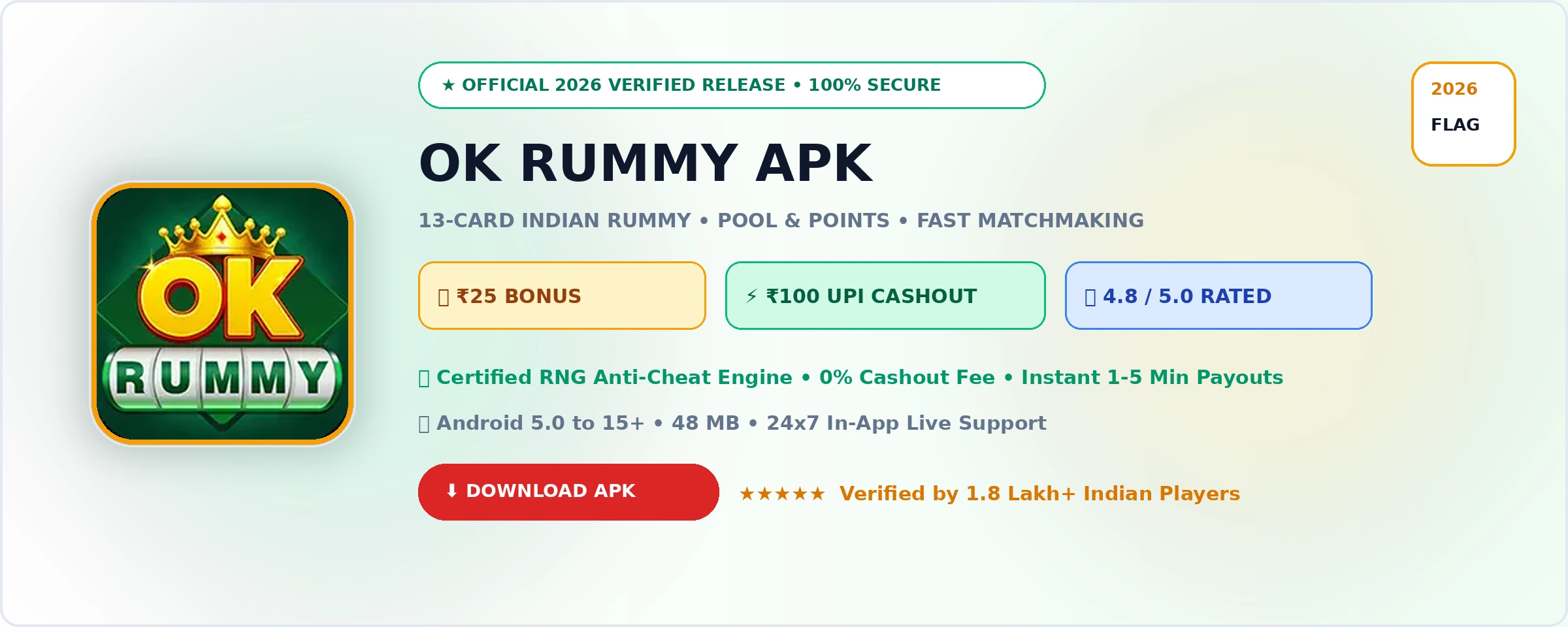 OK Rummy Official 2026 Game Banner