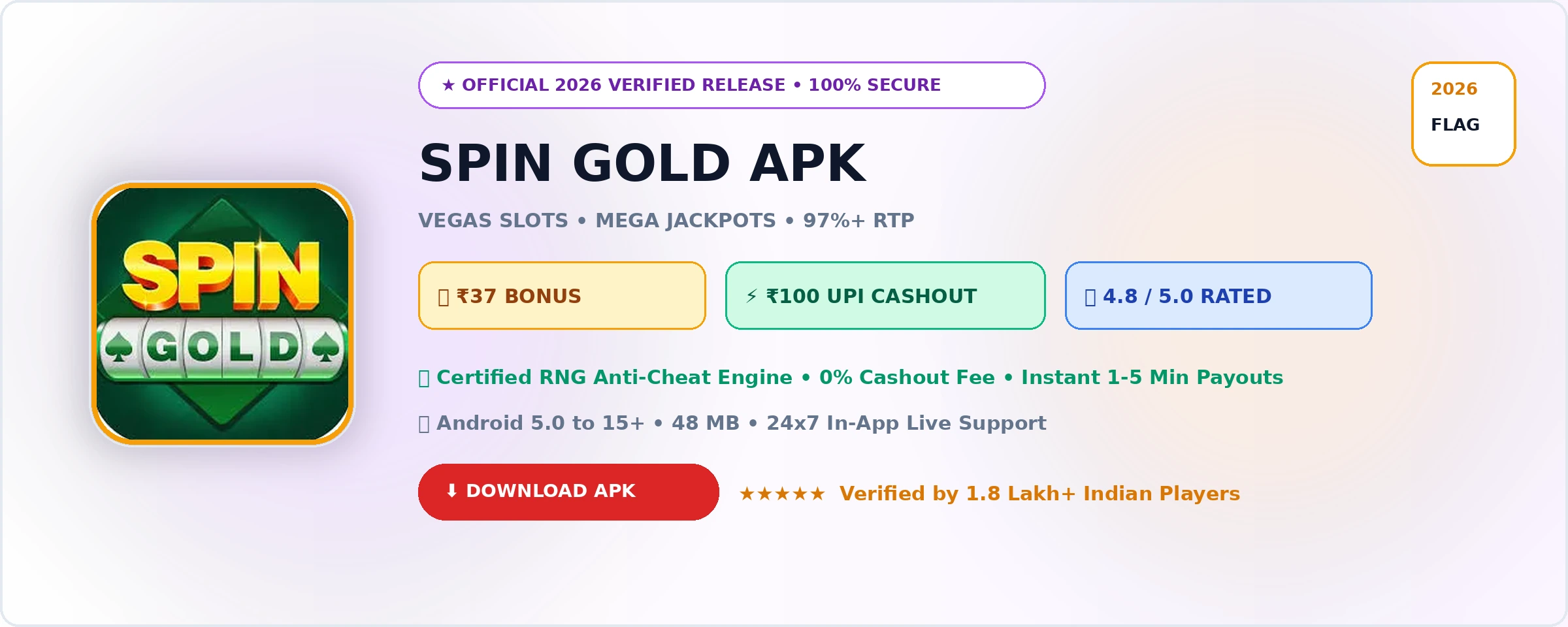 Spin Gold Official 2026 Game Banner