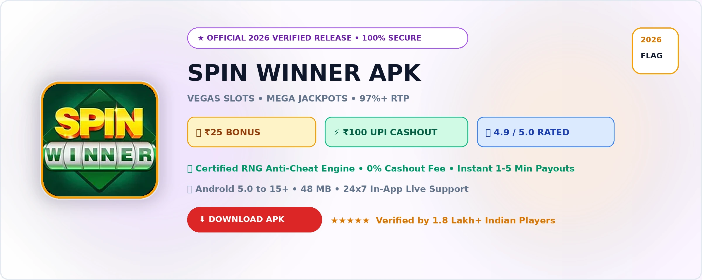 Spin Winner Official 2026 Game Banner