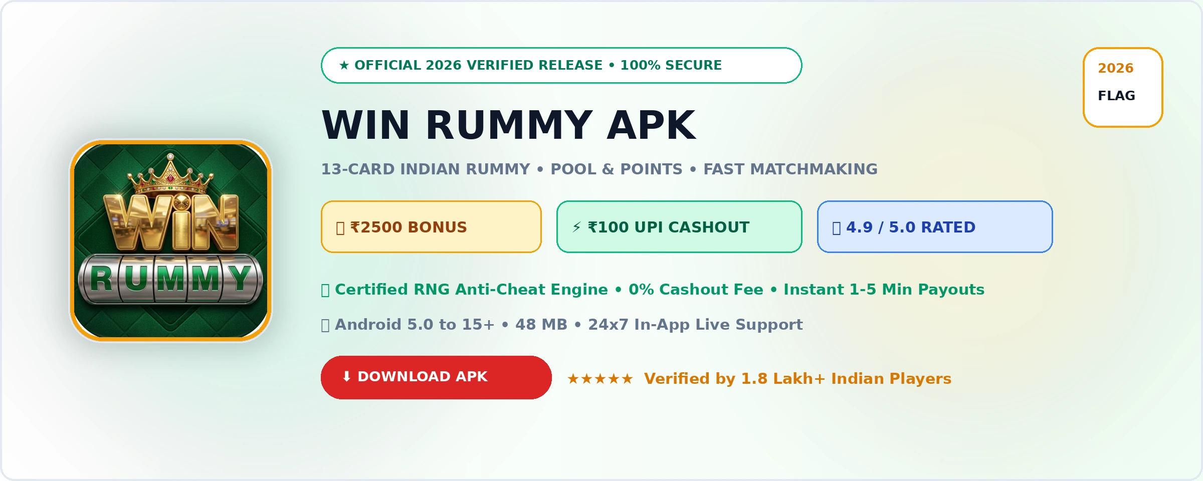 Win Rummy Official 2026 Game Banner