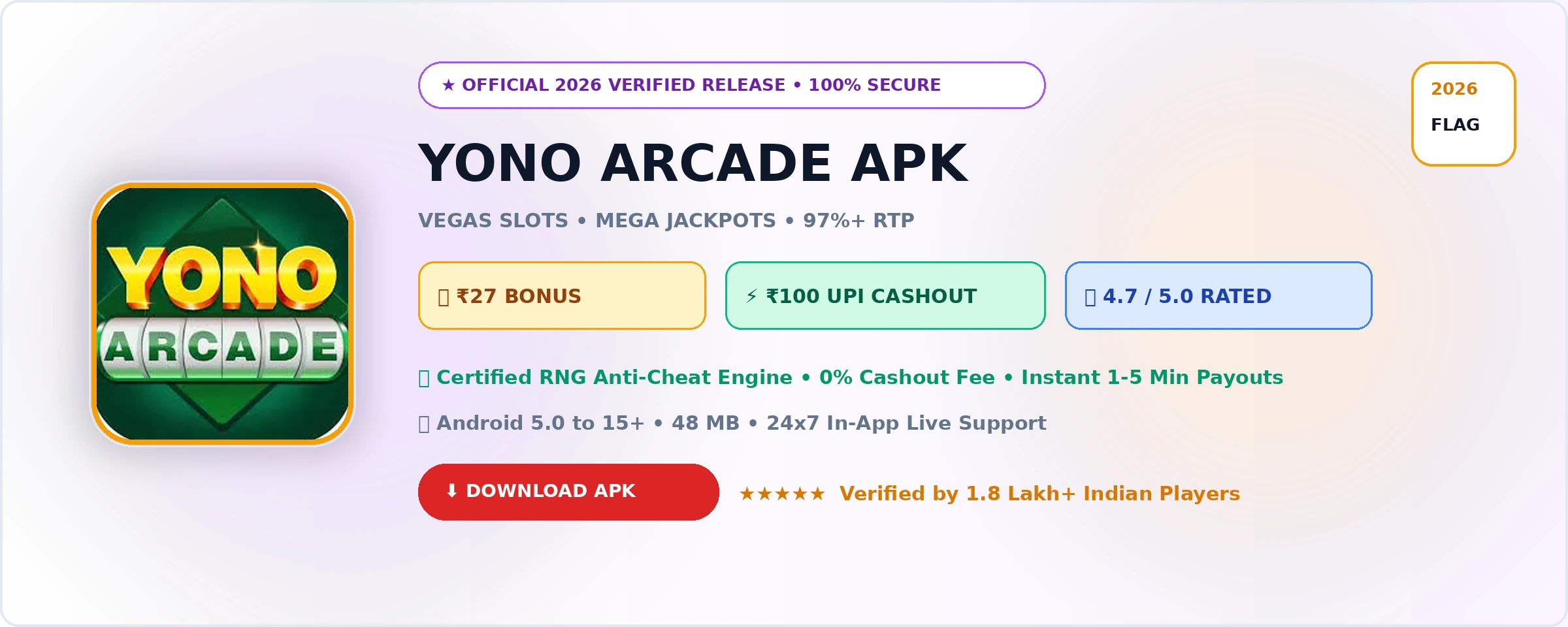 Yono Arcade Official 2026 Game Banner